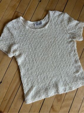 Vintage Agenda Cream Bouclé Short Sleeve Crew Top